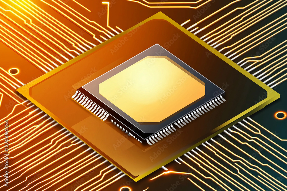 Poster microprocessor in a vibrant electronic circuit background