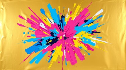 Abstract Expressionism Bold Colors on Golden Canvas