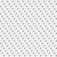 Smile for a more positive life. Seamless pattern with a smile emoticon in black and white, one-color outline style with an oval face shape that matches a luxurious yet elegant minimalist design