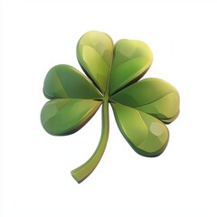Fototapeta premium 3D icon cartoon lucky four-leaf clover for St. Patrickâ???s Day isolated on a white background 