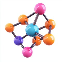 Obraz premium 3D icon cartoon molecule structure with vibrant nodes, isolated on a white background --quality 2