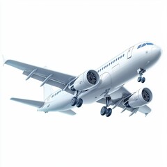 Obraz premium 3D icon cartoon passenger airplane with detailed engines, isolated on a white background --quality 2
