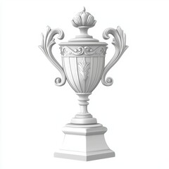 Fototapeta premium 3D icon cartoon silver trophy with engraved details isolated on a white background --quality 2