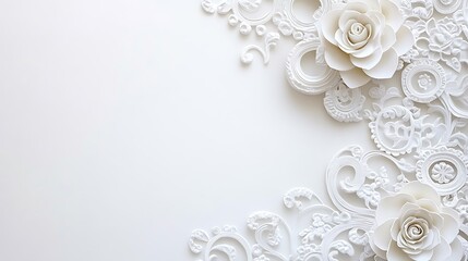 White Floral Design with Intricate Rococo Accents