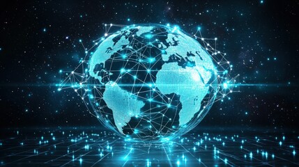 Fototapeta premium Futuristic Digital Globe with Connecting Lines