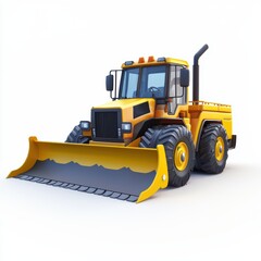 Obraz premium 3D icon cartoon snow plow with a wide blade, isolated on a white background --quality 2