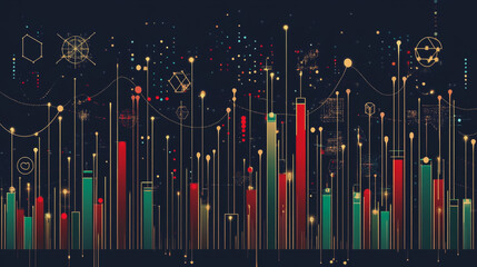 Obraz premium Abstract dark blue background with Colorful charts and graphs with statistics to innovative analyze business potential and forecast future development of companies growth.