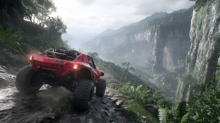 Fototapeta premium Off-Road Driving Through Rugged Mountain Terrain