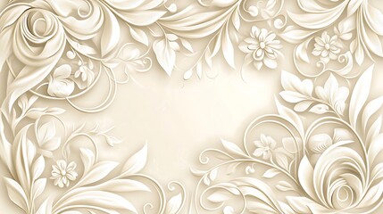 Elegant Cream Floral Design Background Wallpaper