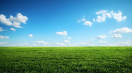 Obraz premium green field and blue sky with clouds