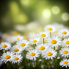Fototapeta premium Background image of a chamomile field, space for an inscription