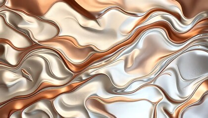 Obraz premium Abstract Silver and Copper Liquid Swirls Design