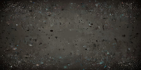 Abstract black distressed white doted particles scattered across overlay black background.