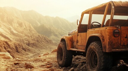 Rugged Expedition on Rocky Terrain Under Midday Sunlight