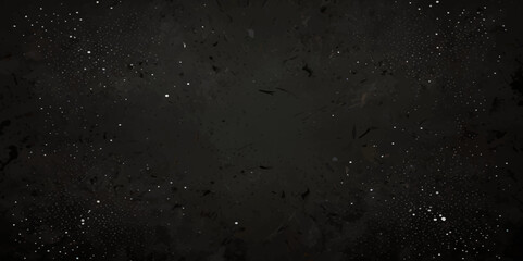 Abstract black distressed white doted particles scattered across overlay black background.
