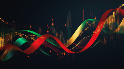 Abstract dark blue background with Colorful charts and graphs with statistics to innovative analyze business potential and forecast future development of companies growth.