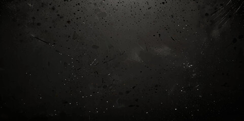 Abstract black distressed white doted particles scattered across overlay black background.