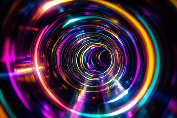 Obraz premium Hypnotic spirals of vibrant neon hues radiating outward from the center
