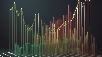 Abstract dark blue background with Colorful charts and graphs with statistics to innovative analyze business potential and forecast future development of companies growth.
