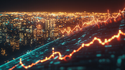 Abstract dark blue background with Colorful charts and graphs with statistics to innovative analyze business potential and forecast future development of companies growth.