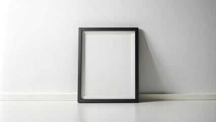 Blank Picture Frame on White Floor Against a Wall
