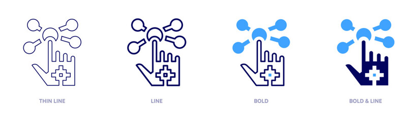 Gloves icon in 4 different styles. Thin Line, Line, Bold, and Bold Line. Duotone style. Editable stroke