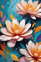 Abstract oil painting of flowers