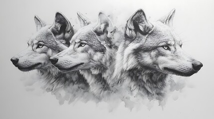 wolf pack running dynamic water photo