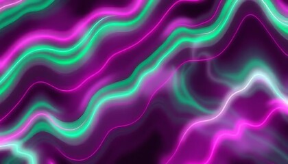 Obraz premium Abstract Wavy Neon Lights Purple Green Background