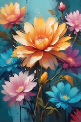Obraz premium Abstract oil painting of flowers