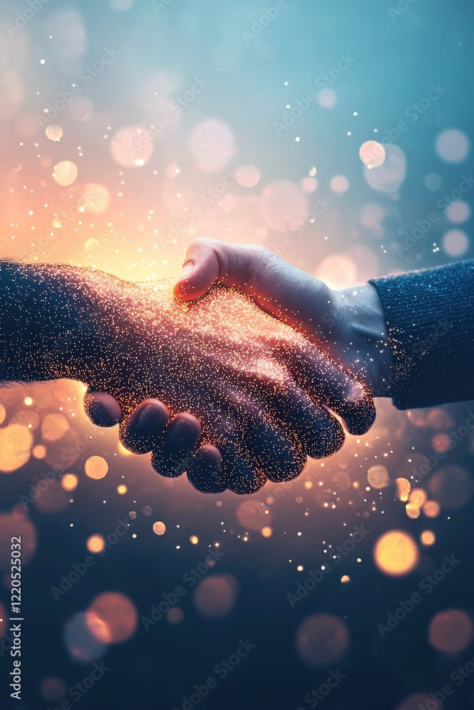 Poster a symbolic handshake bridging differences with glowing pathways.