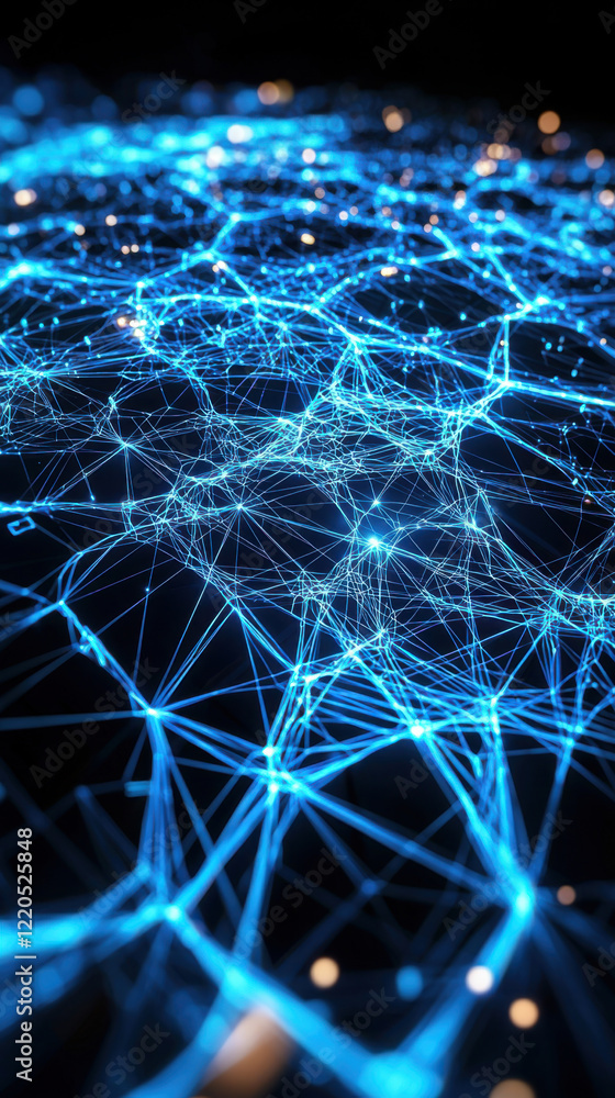 Aufkleber digital network visualization with glowing blue connections and nodes
