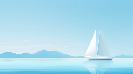 minimalist yacht illustration with simple bold lines on calm water