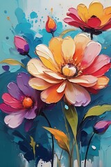 Abstract oil painting of flowers