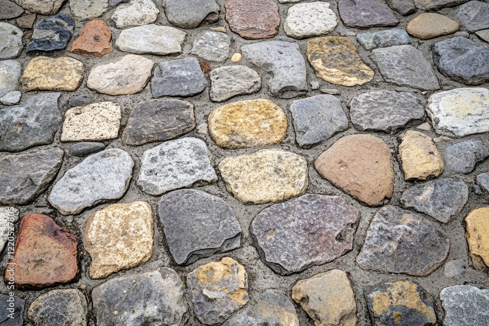 Poster cobblestone path showcasing a blend of colors and textures in natural light