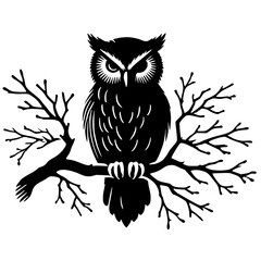 Silhouette of an owl on a branch