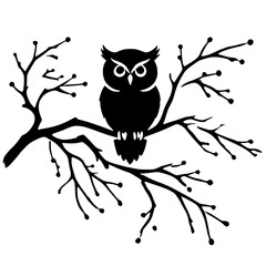 Silhouette of an owl on a branch