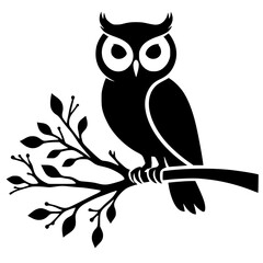 Silhouette of an owl on a branch