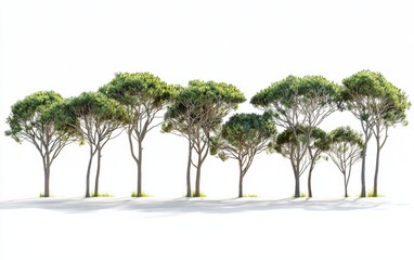 Obraz premium Collection Beautiful 3D Trees Isolated on white background , Use for visualization in architectural design or garden decorate
