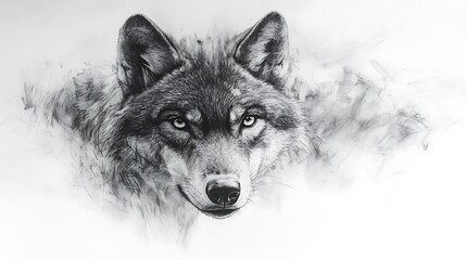 wolf monochrome drawing image