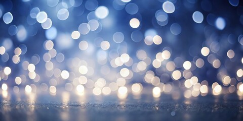 Abstract Blue and White Bokeh Lights Background with Sparkling Surface