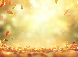Autumn background with beautiful, colorful leaves and sunlight in a park. Autumn nature scene with generative ai