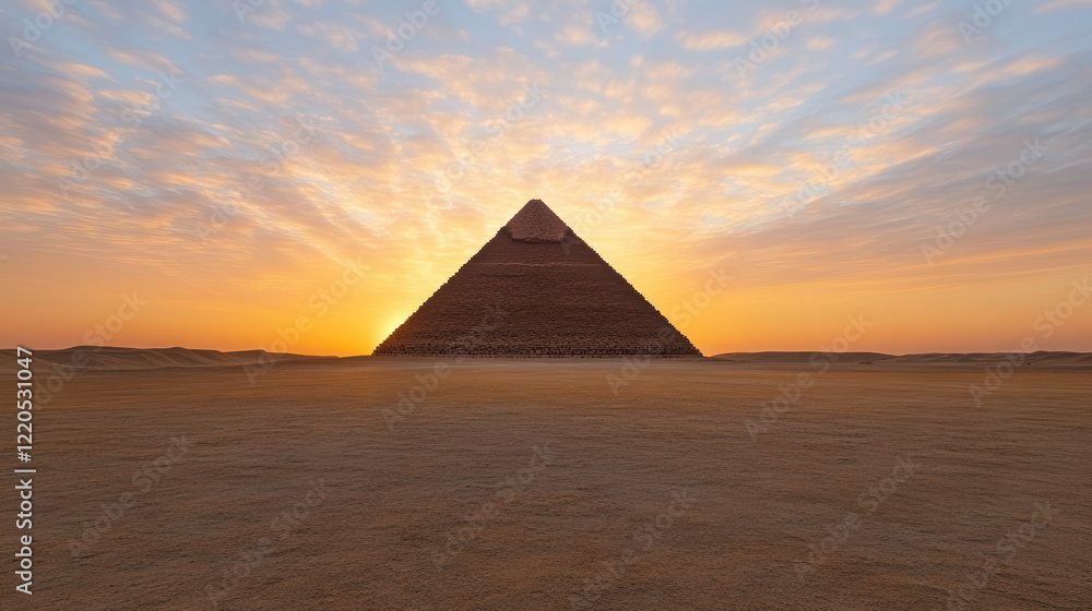 Sticker Majestic pyramid silhouette against vibrant orange and pink sunset