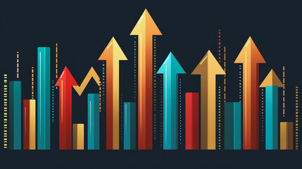 Abstract dark blue background with Colorful charts and graphs with statistics to innovative analyze business potential and forecast future development of companies growth.