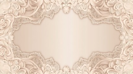 Elegant Beige Lace Frame Design With Ornate Details