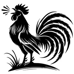 Silhouette of a crowing rooster