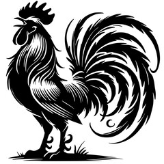 Silhouette of a crowing rooster © Breck