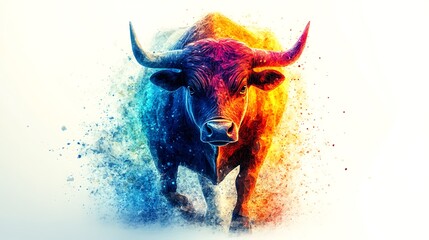 Bull Vibrant Geometric Abstract Illustration Design