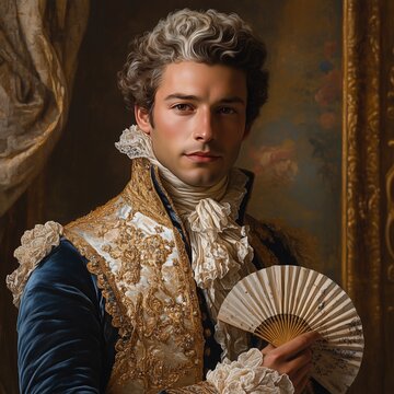 Giacomo casanova posing with a fan in an 18th century portrait