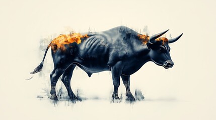 Obraz premium Digital Abstract Artistic Bull Illustration Photo